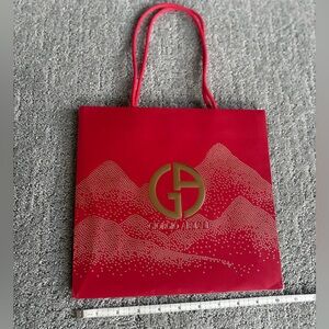 Giorgio Armani Red and Gold Gift Shopping Bag Medium Size 10.25” x 9.75” x 4.25”